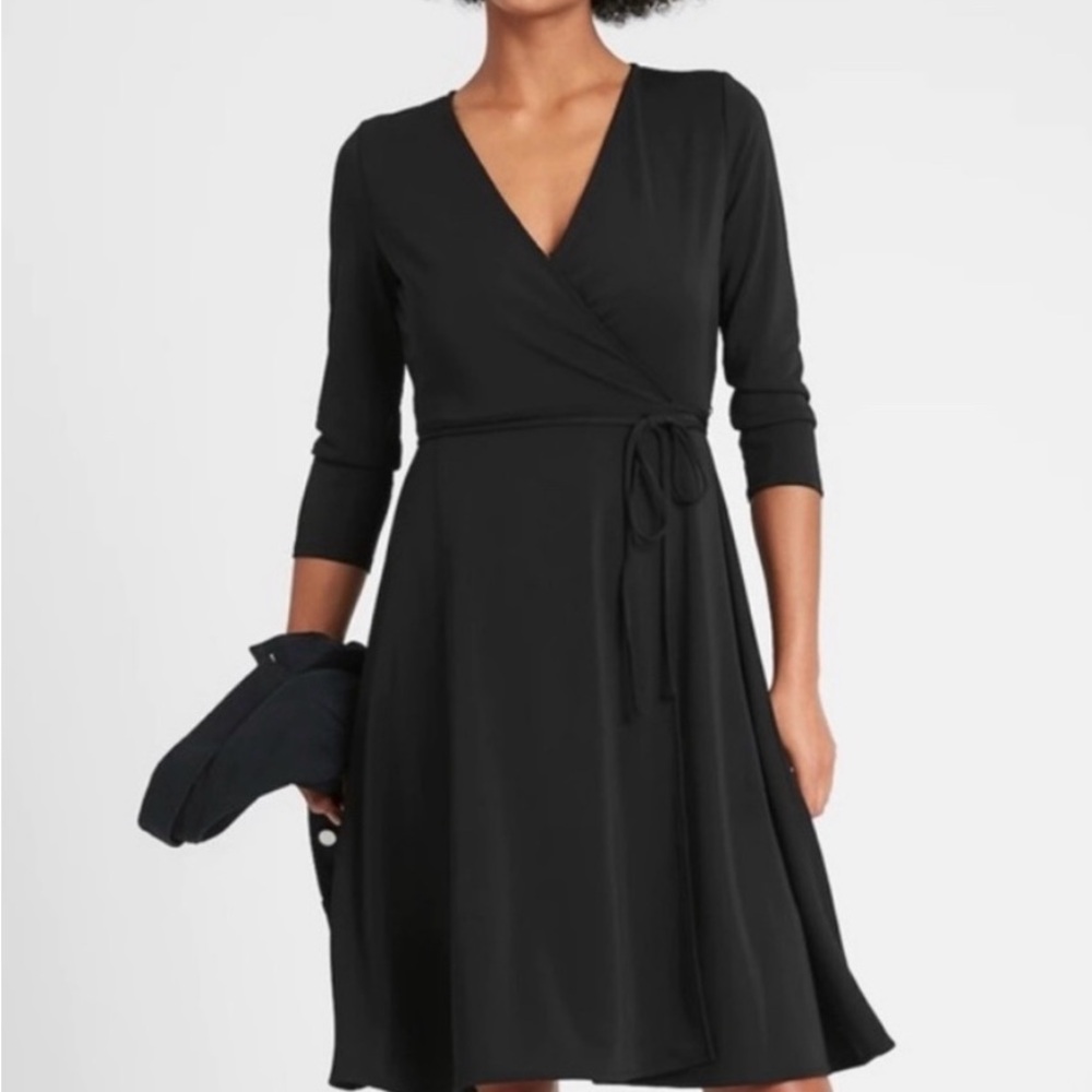 Banana Republic Jersey Black Wrap Dress